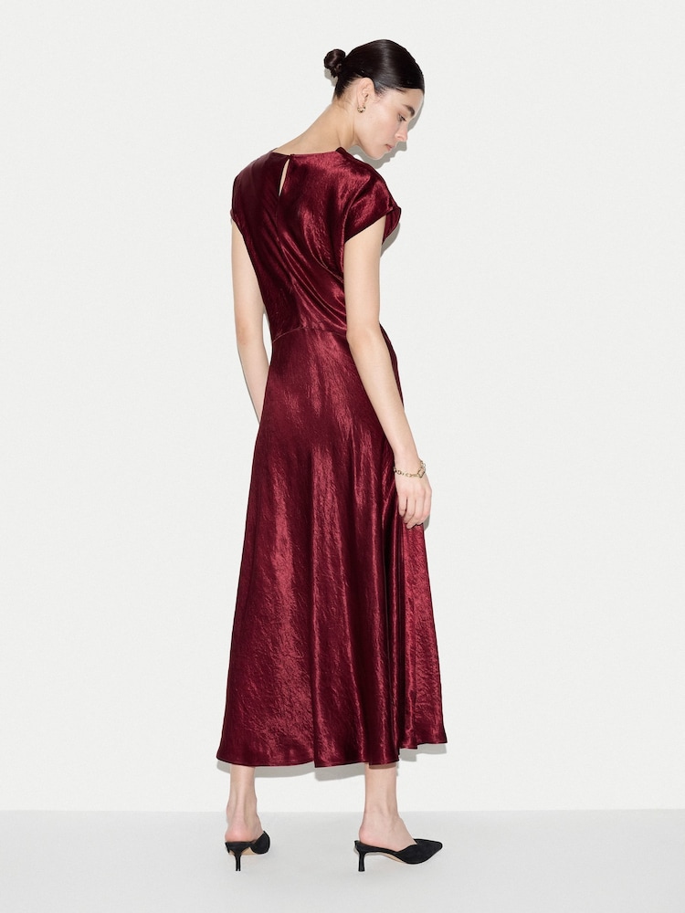 Jigsaw Red Textured Cowl Neck Dress - Image 2 of 5 Jigsaw Red Textured Cowl Neck Dress - Image 2 of 5