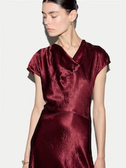 Jigsaw Red Textured Cowl Neck Dress - Image 3 of 5