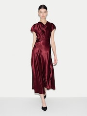 Jigsaw Red Textured Cowl Neck Dress - Image 4 of 5
