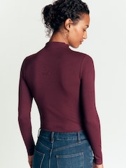 Күлгін - Boden Ruched Neck Long Sleeve T-Shirt - 5суретінің 3 суреті