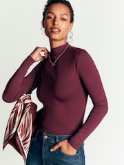 Күлгін - Boden Ruched Neck Long Sleeve T-Shirt - 5суретінің 4 суреті