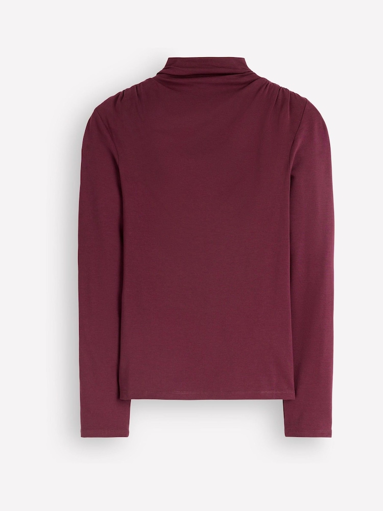 Күлгін - Boden Ruched Neck Long Sleeve T-Shirt - 5суретінің 5 суреті