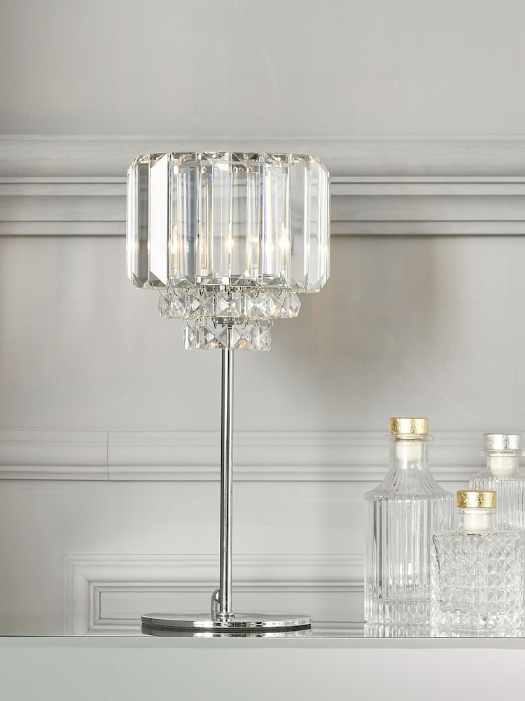 Laura Ashley Chrome Vienna Crystal Table Lamp - Image 1 of 8