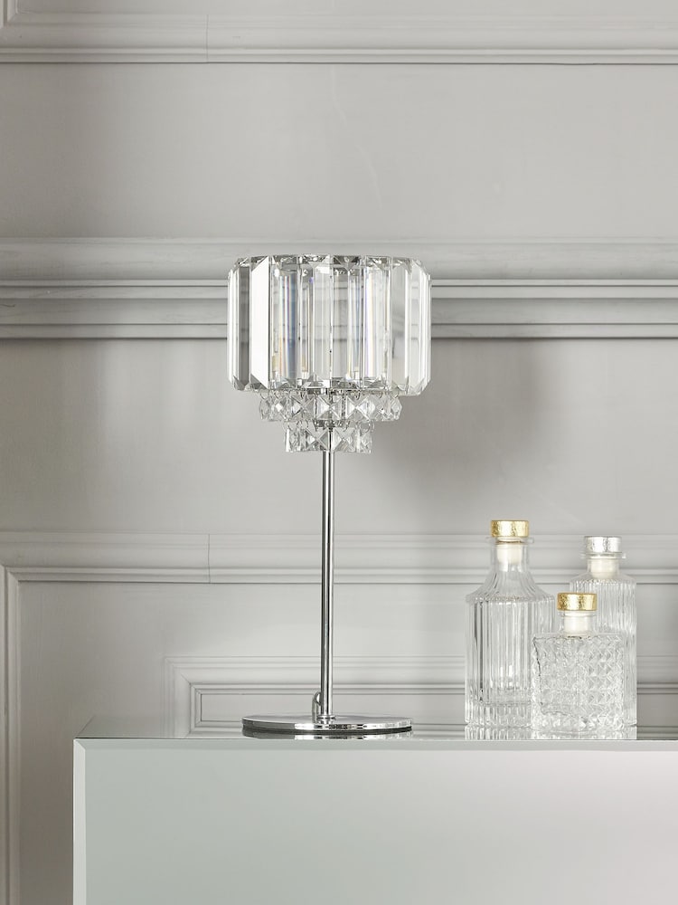 Laura Ashley Chrome Vienna Crystal Table Lamp - Image 2 of 8