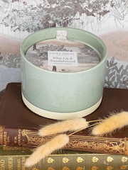 Laura Ashley Green Hartingdon White Lily & Sandalwood 3 Wick Ceramic Candle - Image 1 of 5