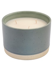 Laura Ashley Green Hartingdon White Lily & Sandalwood 3 Wick Ceramic Candle - Image 4 of 5