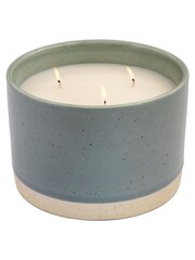 Laura Ashley Green Hartingdon White Lily & Sandalwood 3 Wick Ceramic Candle - Image 5 of 5