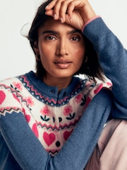 Boden Blue Edie Fair Isle Cardigan - Image 2 of 6