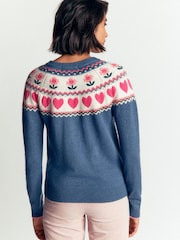Boden Blue Edie Fair Isle Cardigan - Image 3 of 6