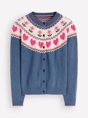 Boden Blue Edie Fair Isle Cardigan - Image 5 of 6