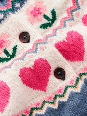 Boden Blue Edie Fair Isle Cardigan - Image 6 of 6