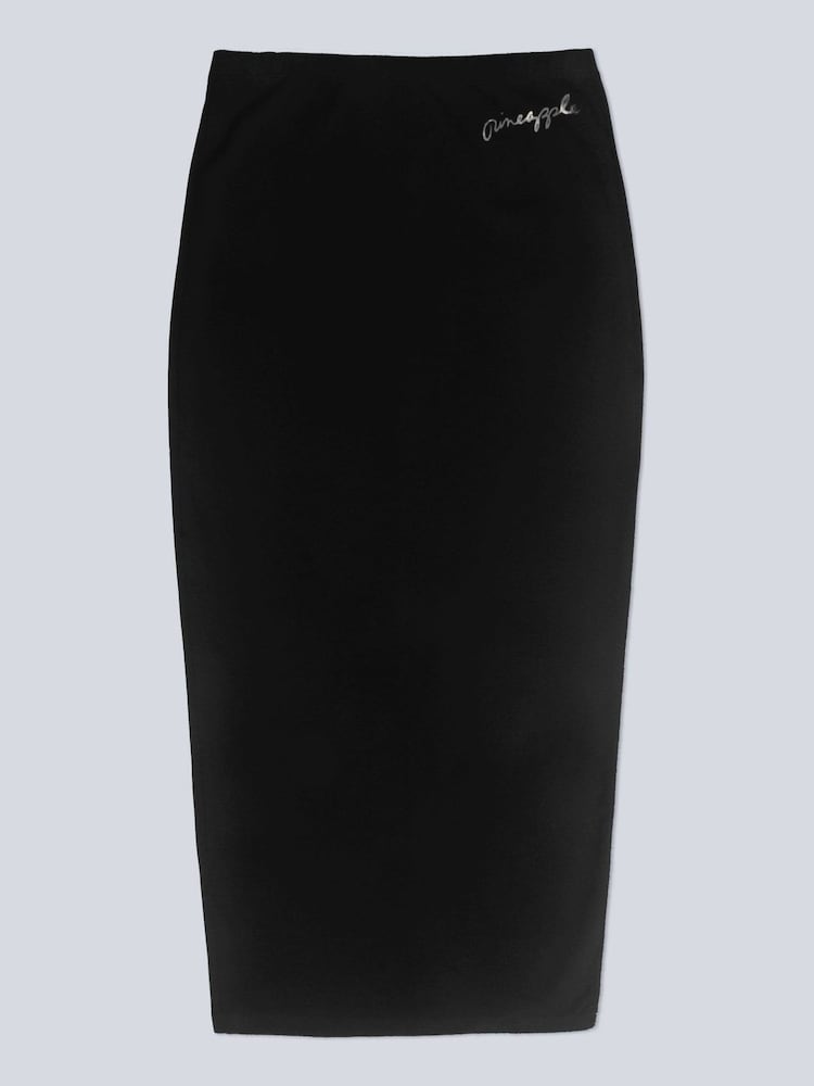 Pineapple Black Midi High Waist Womens Jersey Skirt - Image 5 of 5 Pineapple Black Midi High Waist Womens Jersey Skirt - Image 5 of 5