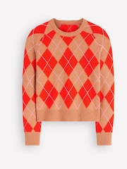 Boden Red/Brown Argyle Ariadne Jumper with Wool - Image 6 of 7