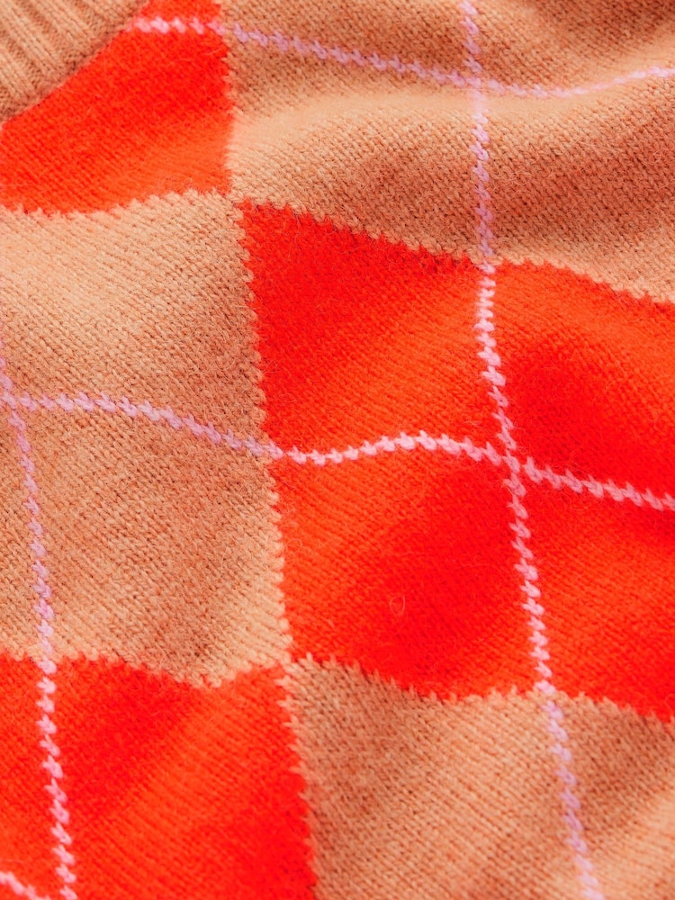 Boden Red/Brown Argyle Ariadne Jumper with Wool - Image 7 of 7 Boden Red/Brown Argyle Ariadne Jumper with Wool - Image 7 of 7
