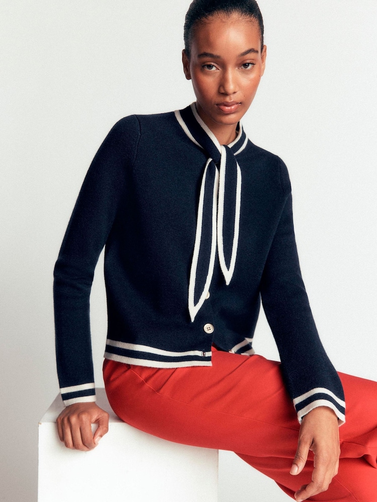 Boden Blue Tie Milano Cardigan - Image 1 of 5 Boden Blue Tie Milano Cardigan - Image 1 of 5