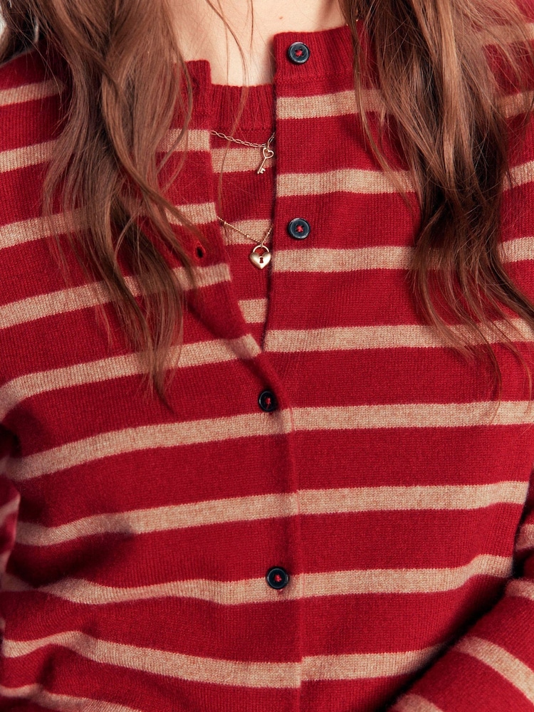 Boden Red Elsie Cashmere Crew Neck Cardigan - Image 2 of 8 Boden Red Elsie Cashmere Crew Neck Cardigan - Image 2 of 8