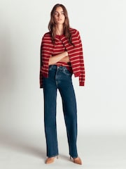 Boden Red Elsie Cashmere Crew Neck Cardigan - Image 4 of 8