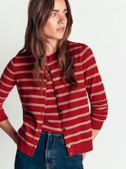 Boden Red Elsie Cashmere Crew Neck Cardigan - Image 5 of 8