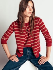 Boden Red Elsie Cashmere Crew Neck Cardigan - Image 6 of 8