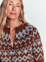Boden Brown Mae Fairisle Cardigan - Image 2 of 7
