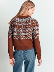 Boden Brown Mae Fairisle Cardigan - Image 3 of 7