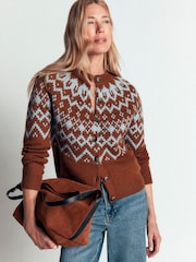 Boden Brown Mae Fairisle Cardigan - Image 4 of 7