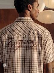 JACK & JONES Natural Boxy Check Back Graphic Shirt - Image 1 of 9