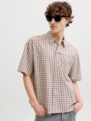JACK & JONES Natural Boxy Check Back Graphic Shirt - Image 3 of 9