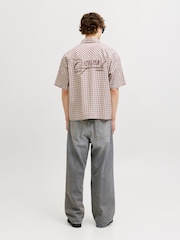 JACK & JONES Natural Boxy Check Back Graphic Shirt - Image 5 of 9