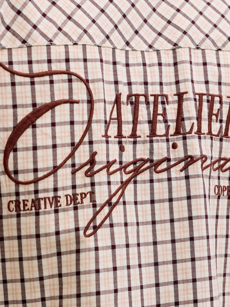 JACK & JONES Natural Boxy Check Back Graphic Shirt - Image 9 of 9