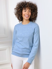 Cotton Traders Blue Fine Knit Crew Neck Jumper - Image 1 of 4