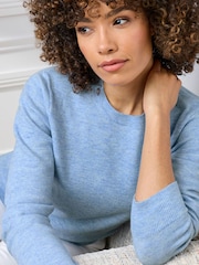 Cotton Traders Blue Fine Knit Crew Neck Jumper - Image 3 of 4