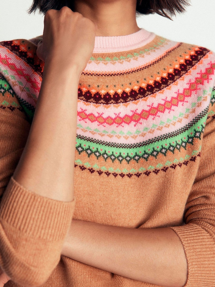 Boden Brown Edie Fairisle Jumper - Image 2 of 7 Boden Brown Edie Fairisle Jumper - Image 2 of 7