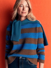 Boden Blue Marta Merino Wool Crew Neck Jumper - Image 1 of 8