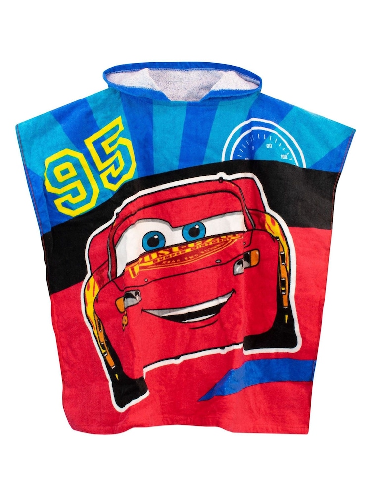 Character Red Kids Disney Cars License Printed Swim And Beach 100% Cotton Towel Poncho - Image 3 of 4