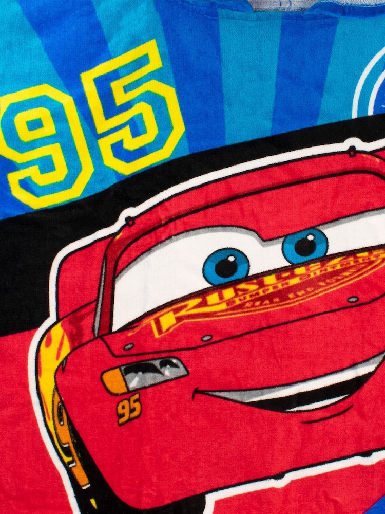 Character Red Kids Disney Cars License Printed Swim And Beach 100% Cotton Towel Poncho - Image 4 of 4