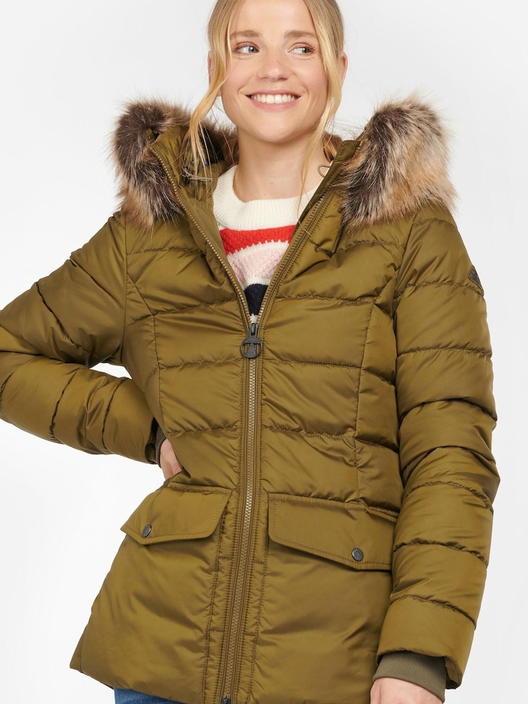 Barbour® Coastal Navy Blue & Green Bayside Puffer Quilted Jacket - Image 1 of 8