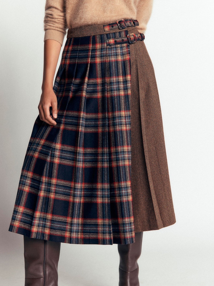 أزرق - Boden Pleated Midi Kilt Skirt - صورة 2 من 5 أزرق - Boden Pleated Midi Kilt Skirt - صورة 2 من 5