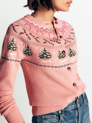 Boden Pink Edie Fairisle Cardigan - Image 5 of 8