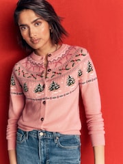 Boden Pink Edie Fairisle Cardigan - Image 6 of 8
