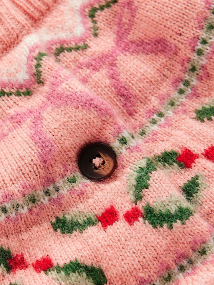 Boden Pink Edie Fairisle Cardigan - Image 8 of 8 Boden Pink Edie Fairisle Cardigan - Image 8 of 8
