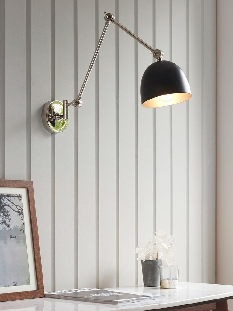 Gallery Home Black Moncton Nickel 1 Bulb Wall Light - Image 1 of 8