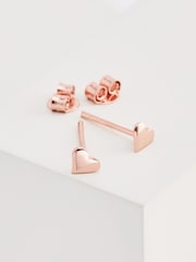 Rose Gold Plated Sterling Silver Heart Stud Earrings - Image 1 of 1