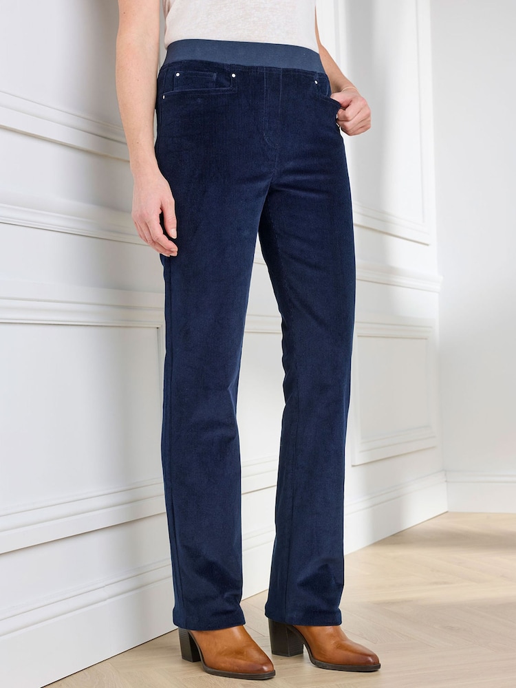 Cotton Traders Navy Blue Premium Pull On Cord Trousers 31" - Image 1 of 4 Cotton Traders Navy Blue Premium Pull On Cord Trousers 31" - Image 1 of 4