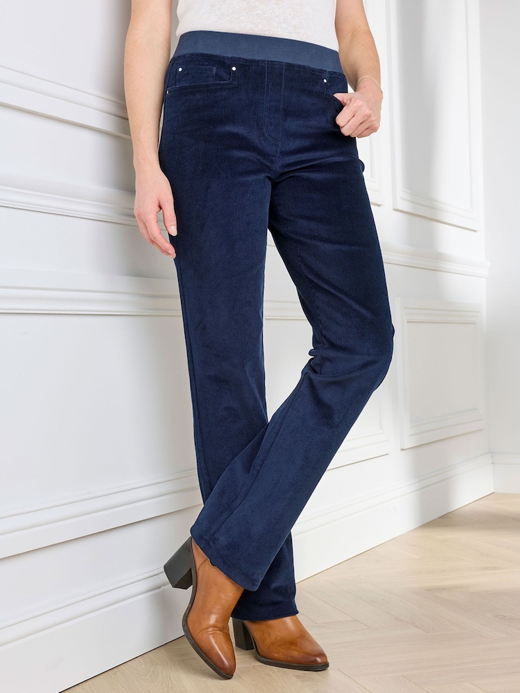 Cotton Traders Navy Blue Premium Pull On Cord Trousers 31" - Image 2 of 4 Cotton Traders Navy Blue Premium Pull On Cord Trousers 31" - Image 2 of 4