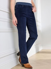 Cotton Traders Navy Blue Premium Pull On Cord Trousers 31" - Image 4 of 4