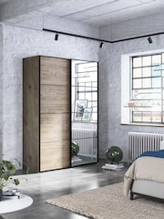 Wiemann Oak Jenson Wood and Mirror Sliding Semi Fitted 1.5m Sliding Wardrobe - Image 1 of 2