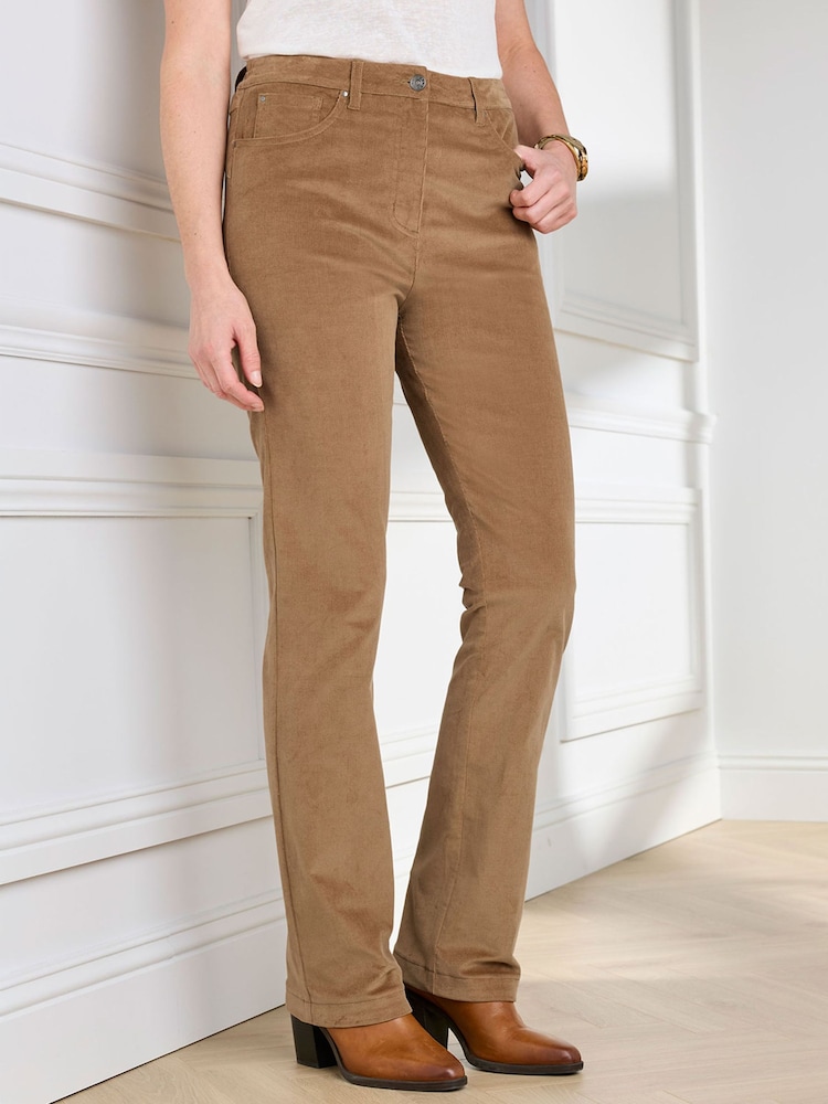 Cotton Traders Caramel Brown Premium Pull On Cord Trousers 27" - Image 1 of 4 Cotton Traders Caramel Brown Premium Pull On Cord Trousers 27" - Image 1 of 4