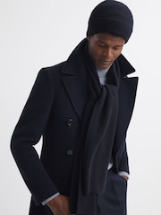 Reiss Navy Chesterfield Ribbed Merino Scarf - Image 4 of 5