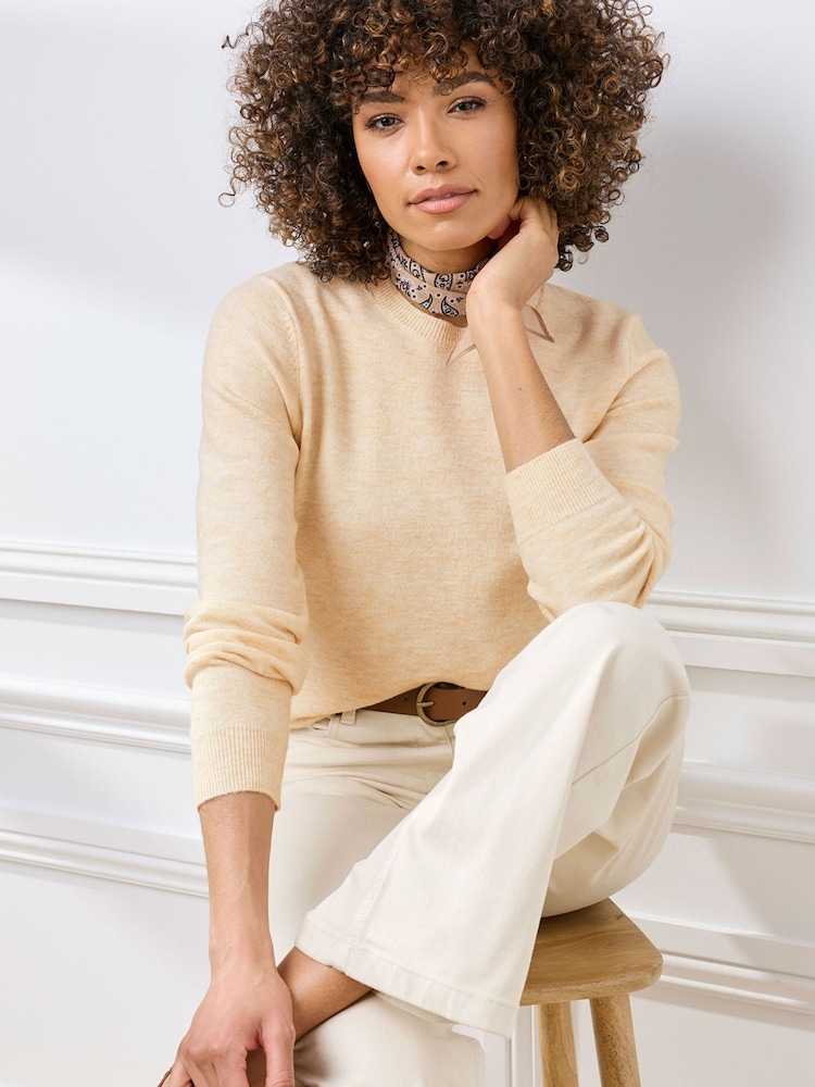 Cotton Traders Brown Fine Knit Crew Neck Jumper - Image 1 of 4